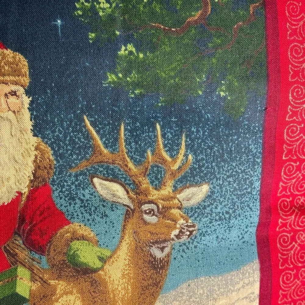 Old World Santa Claus Throw Pillow Christmas Reindeer Gifts Winter 15” x 15”